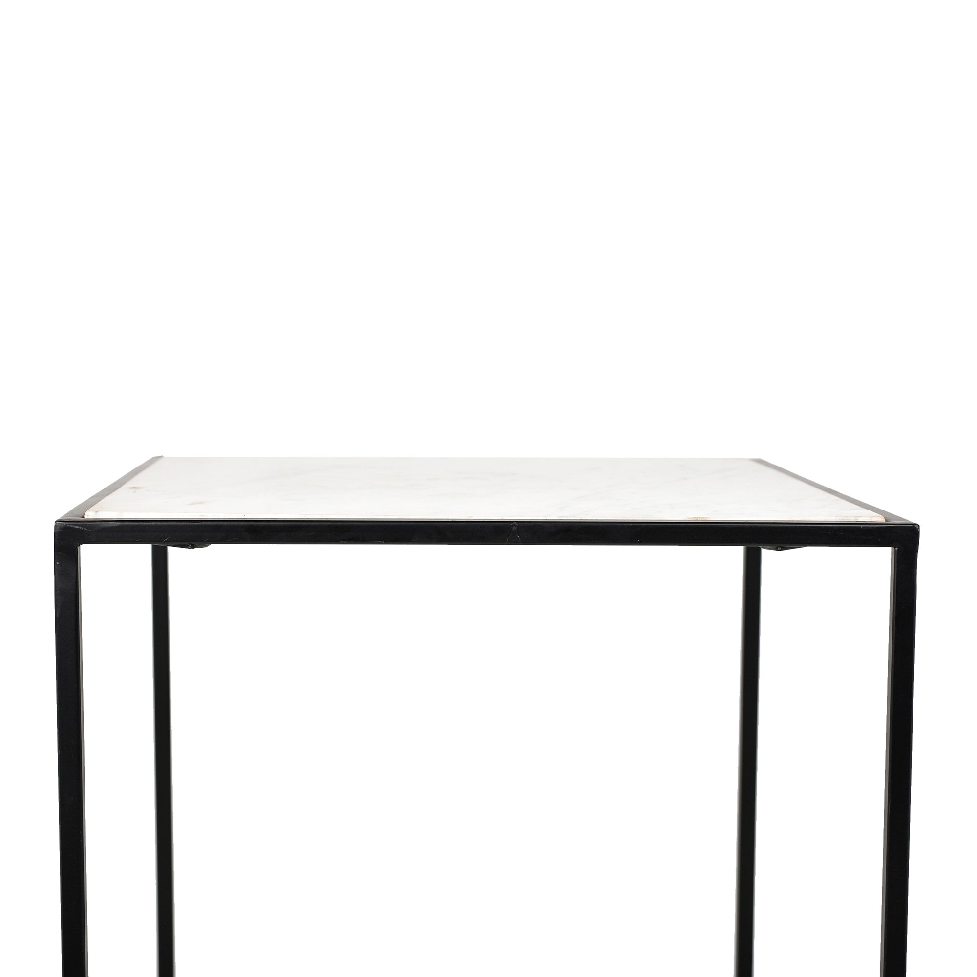 Square White Marble Top With Black Stand - 18x22 inches