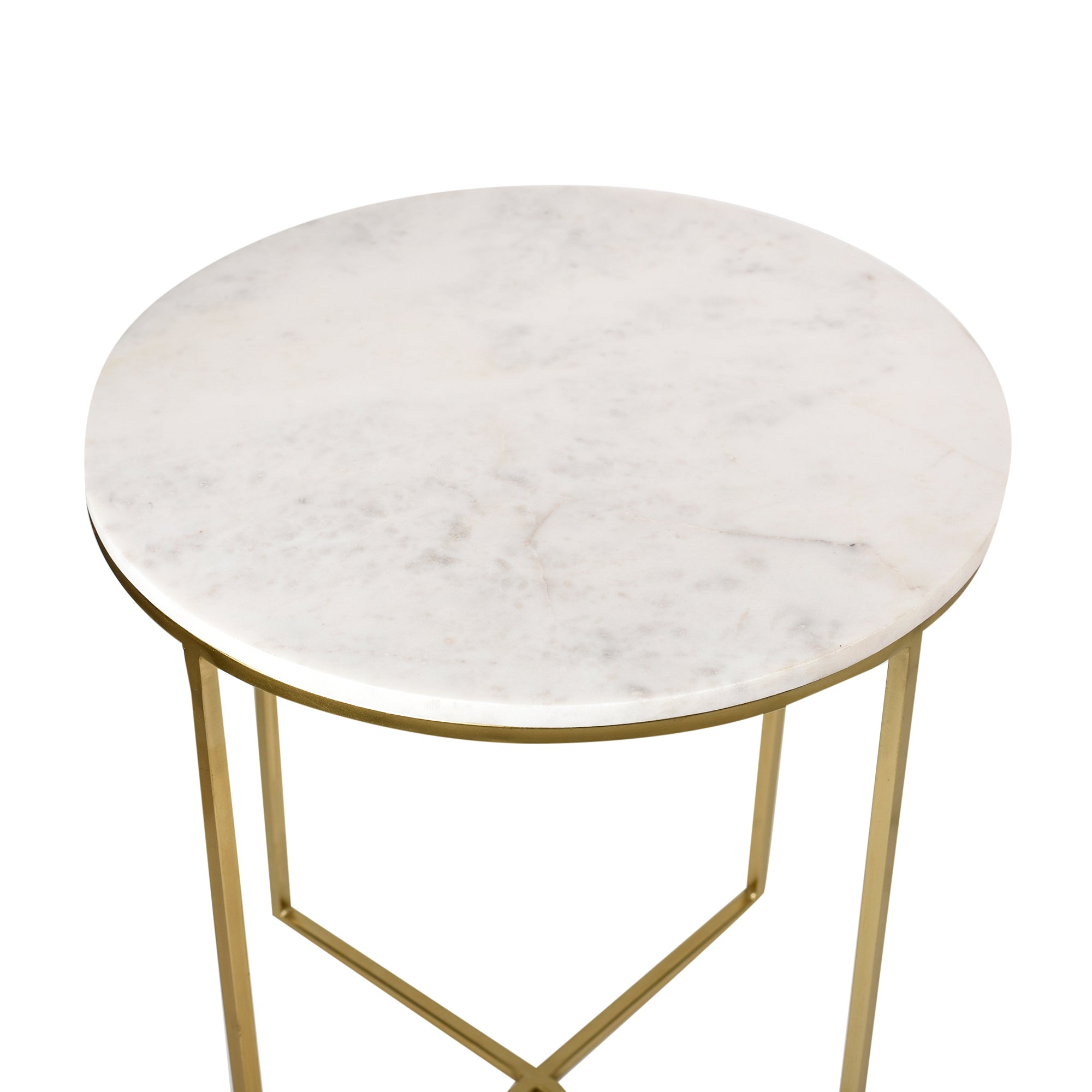 Round Marble Top Metal End Table 21 inches Tall