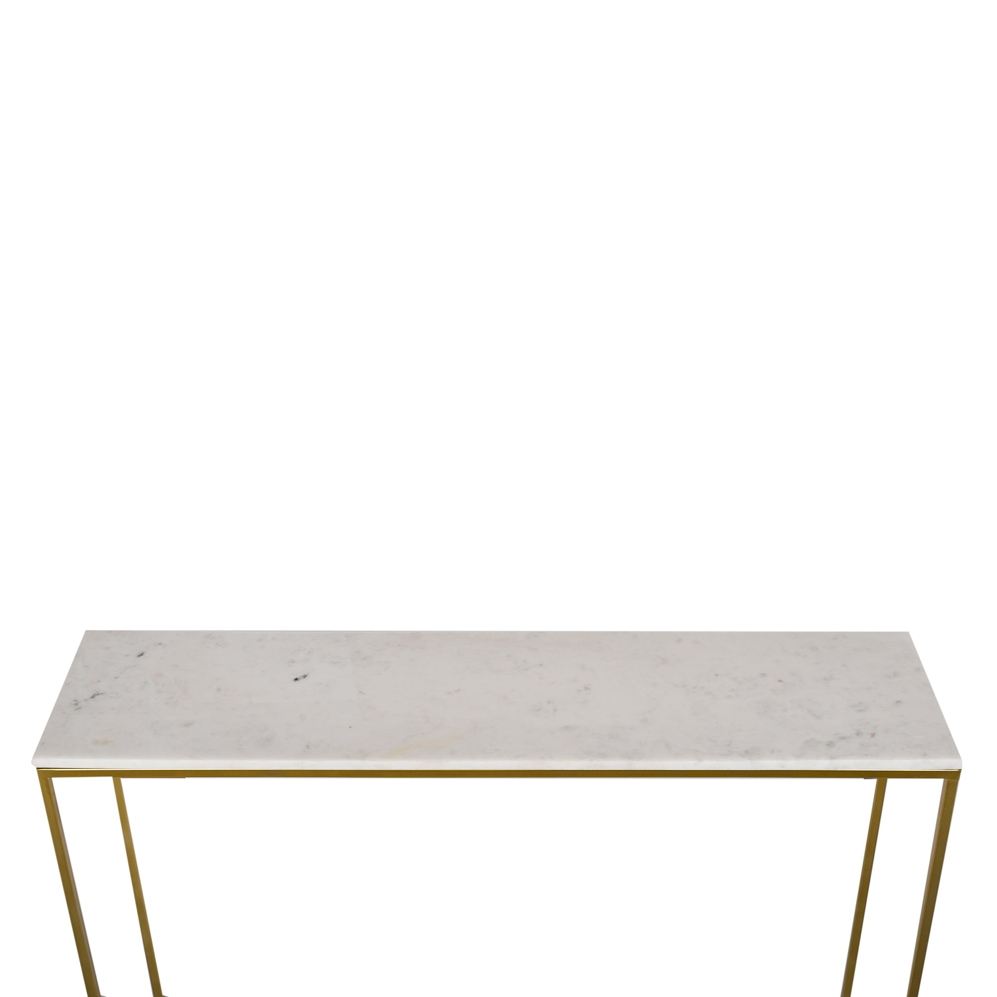 Nested Console Table Set of 2 Marble Top Gold Finish Legs 35 Inches Long