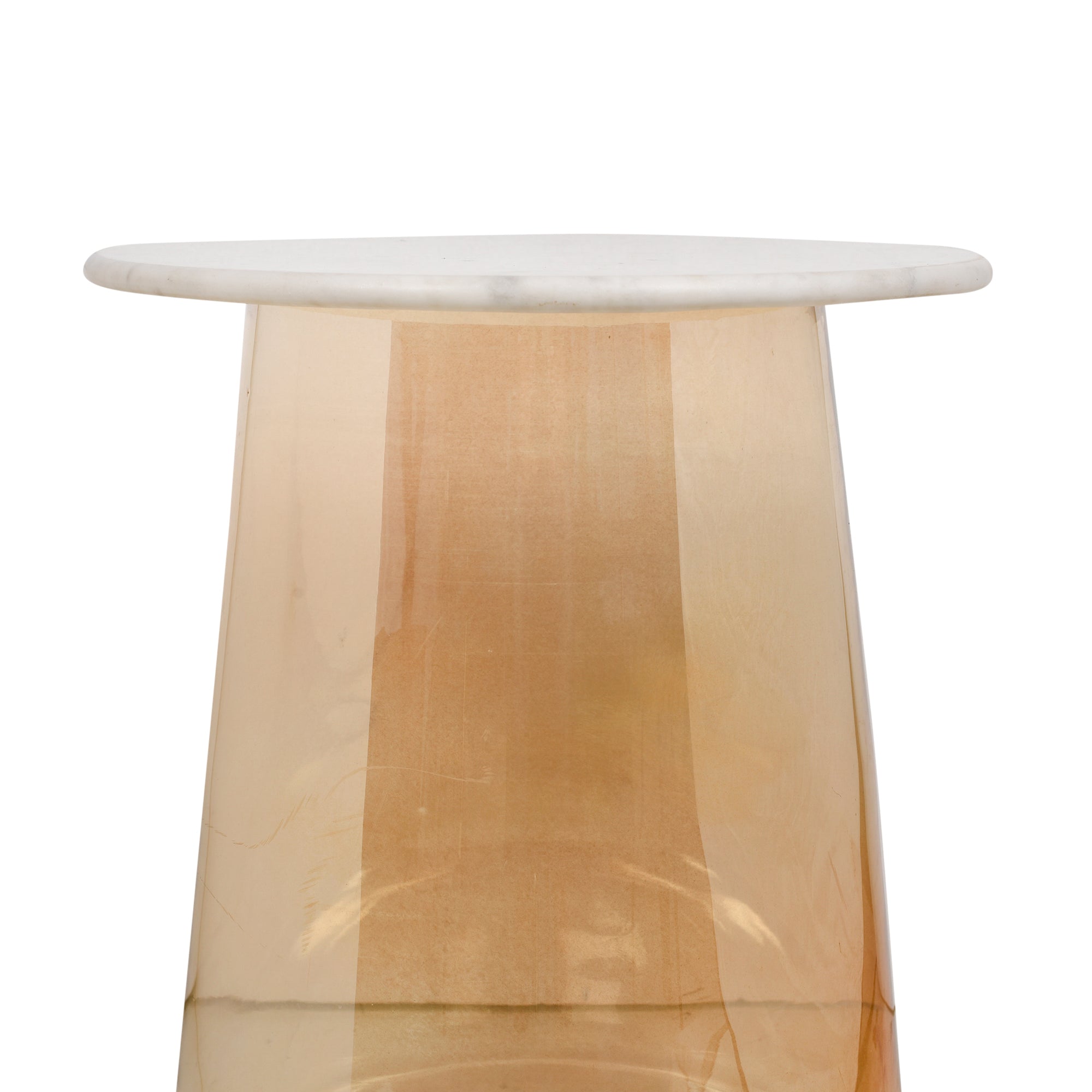 Lustre Glass Bottom with Marble Top Accent Side Table 19 inches Tall