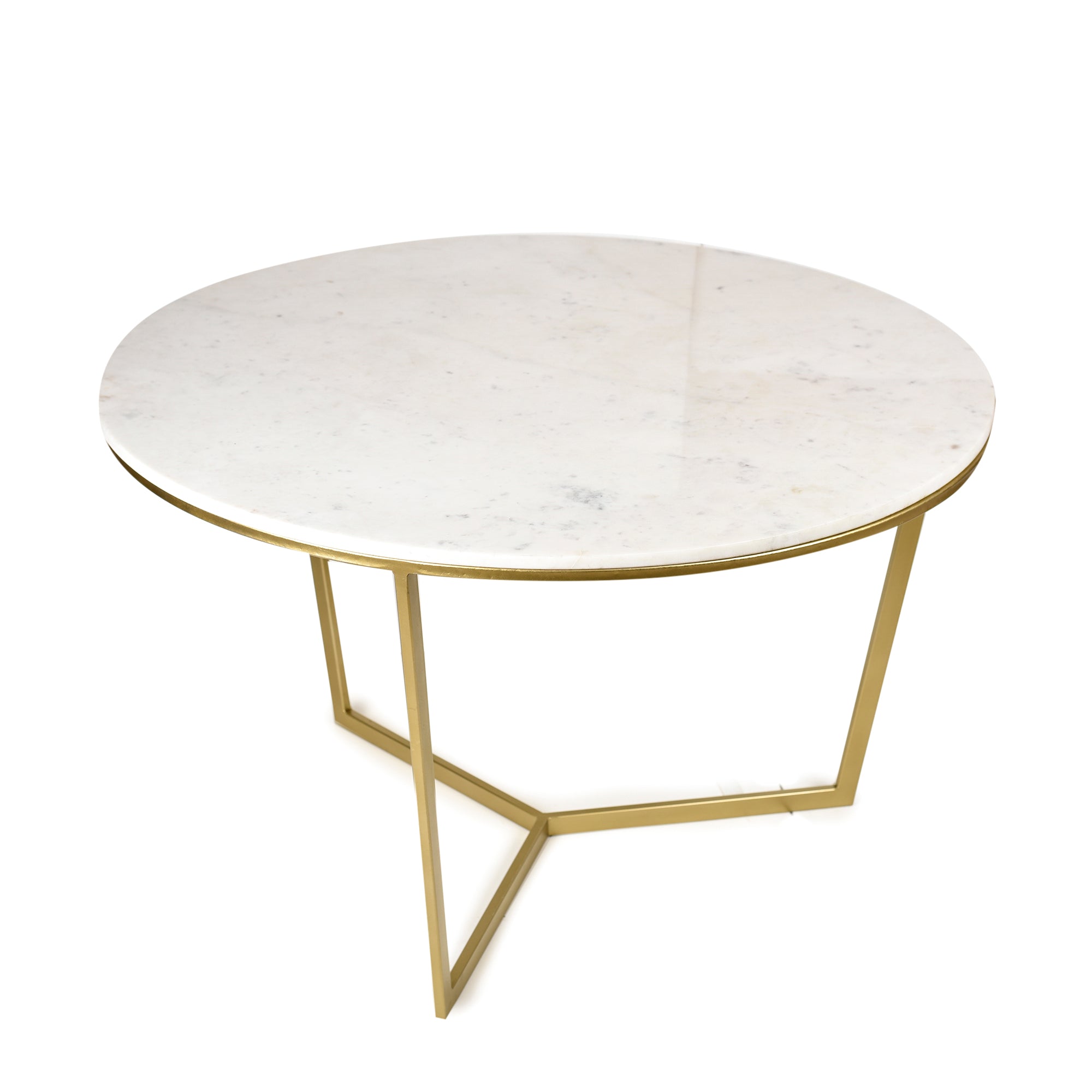 Round Coffee Table Gold and White Finish 35 inches