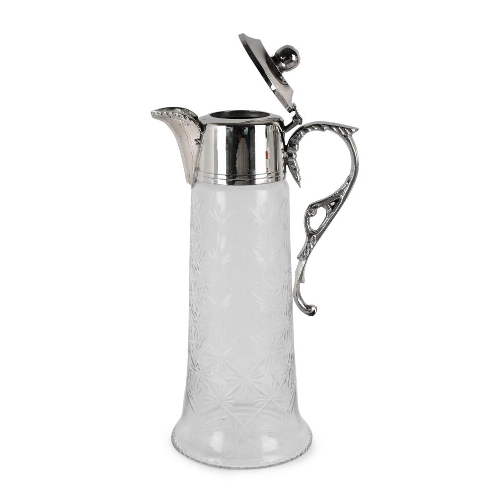 Manor House Neer Brass and Glass Jug 1Ltr - Silver Finish
