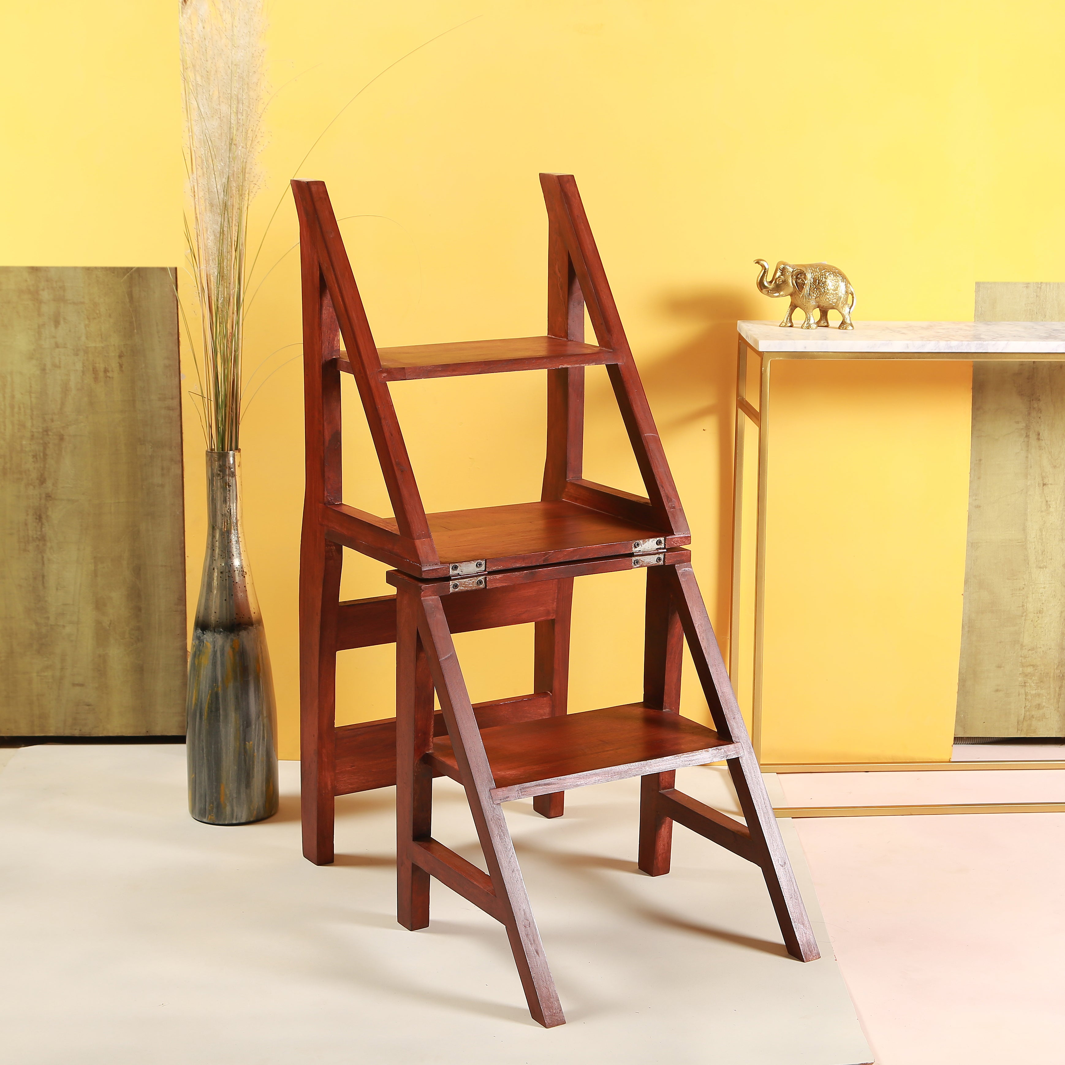 Wooden Chair convertible Step Ladder