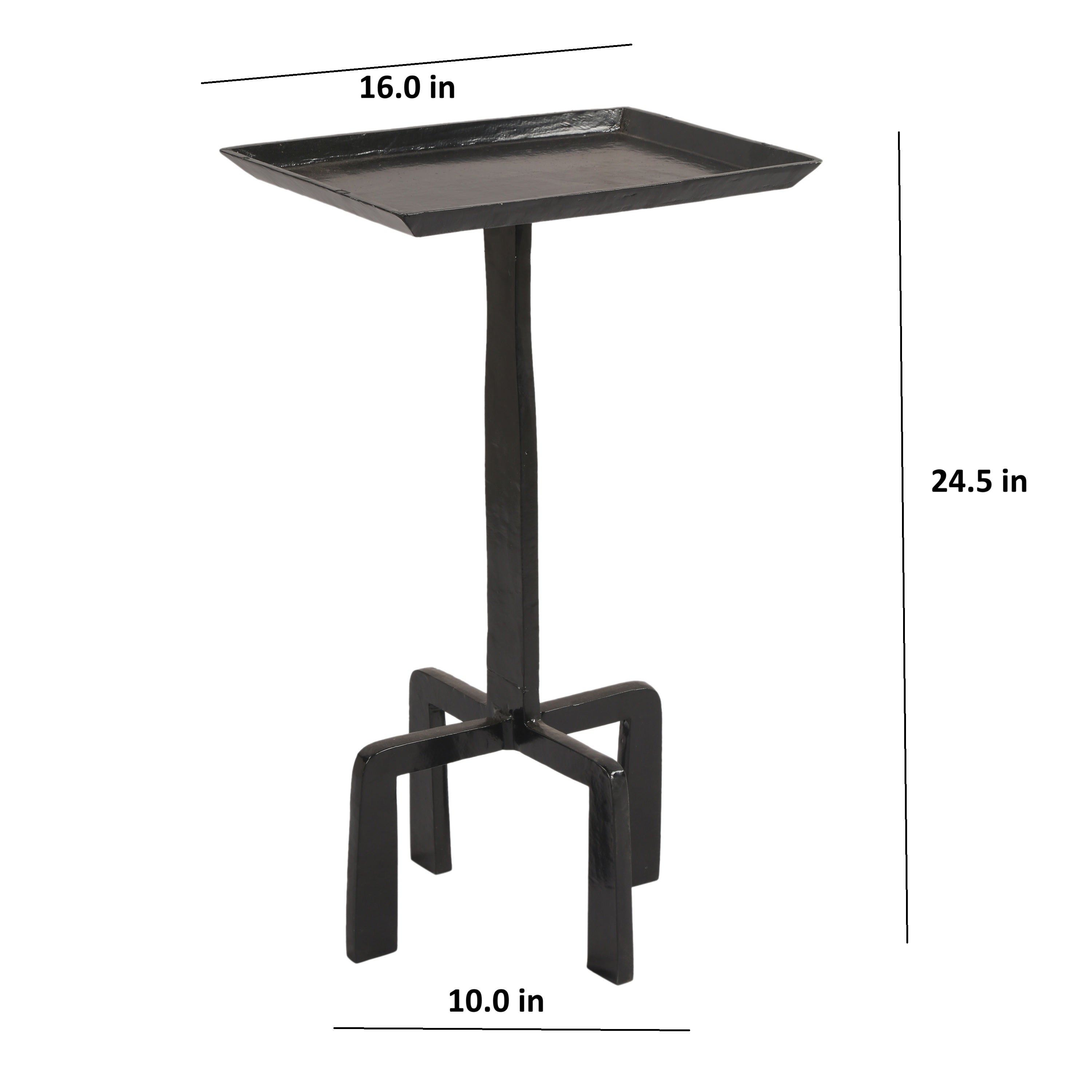 Crisp Black Aluminum Accent End Table