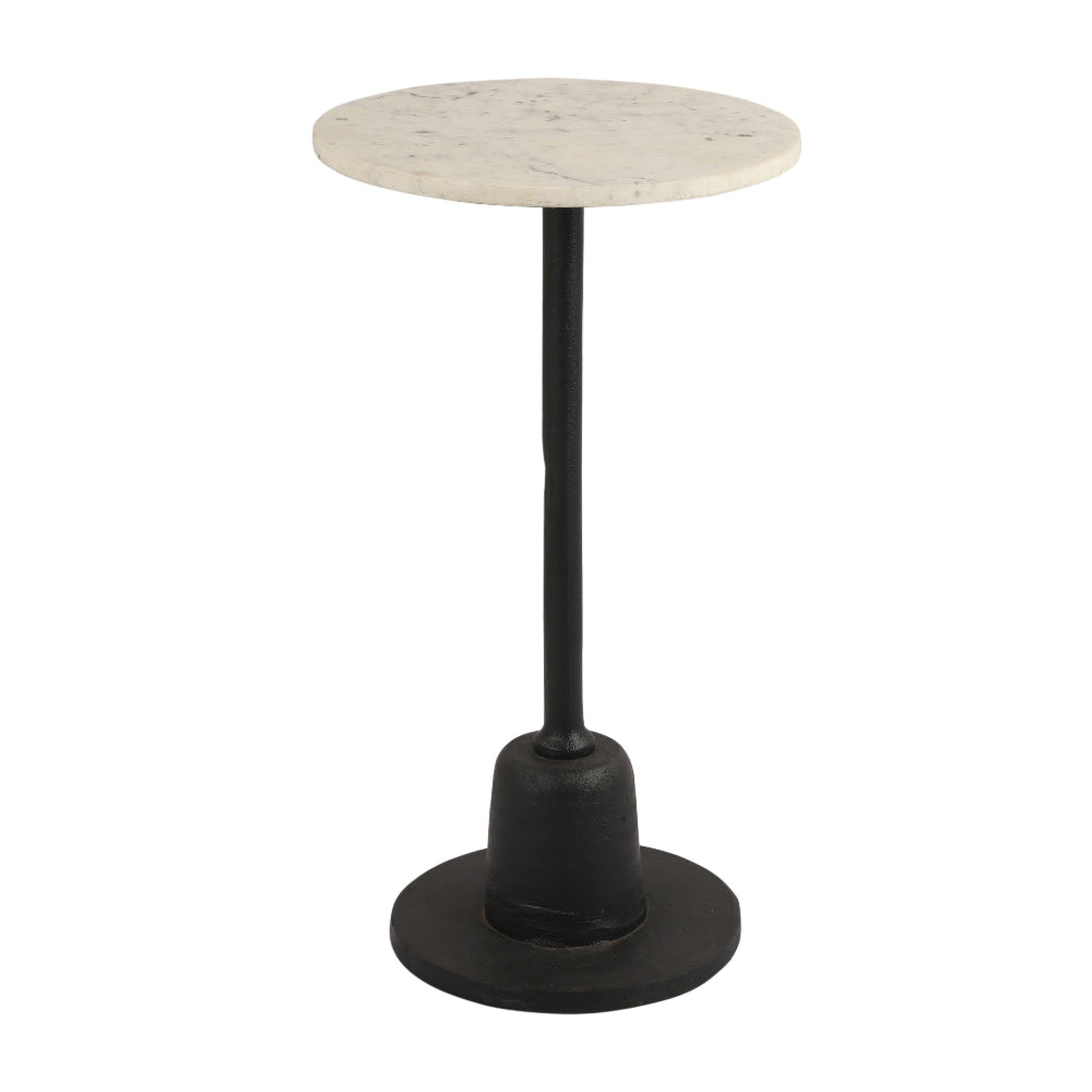 Draco Marble Top & White Stand End Table