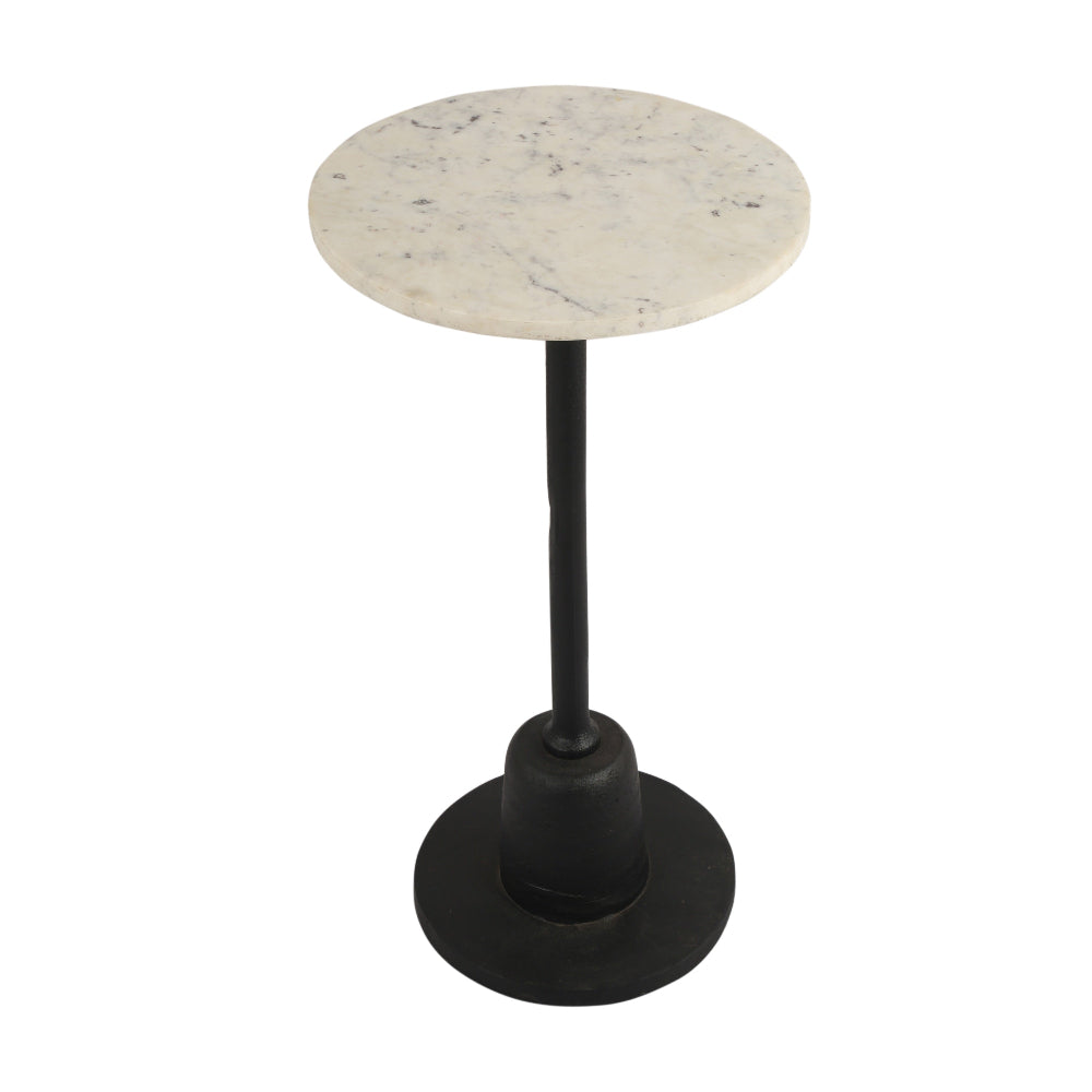 Draco Marble Top & White Stand End Table