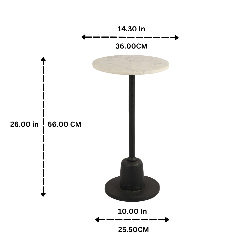 Draco Marble Top & White Stand End Table