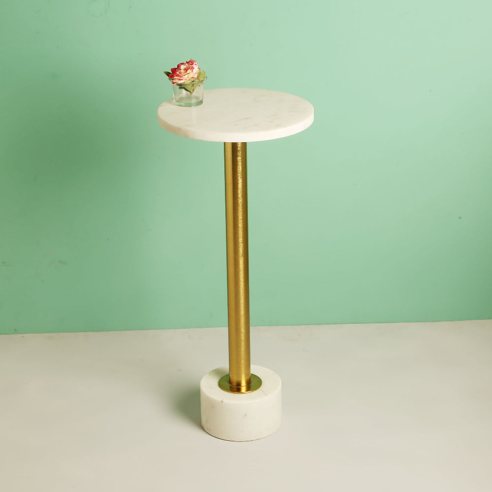 Nina Marble and Metal End Table cum Drink Table
