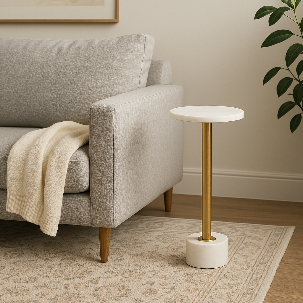 Nina Marble and Metal End Table cum Drink Table
