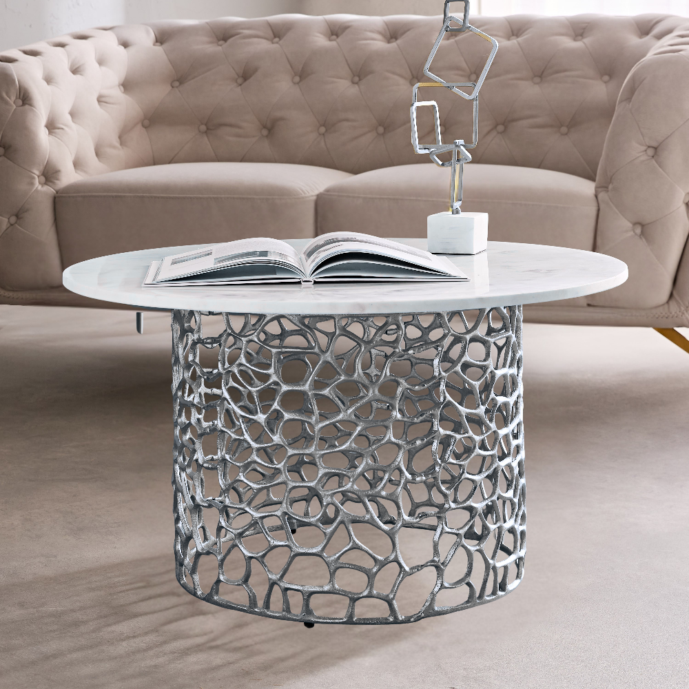 Dolce Marble Top Round Coffee Table for Living Room