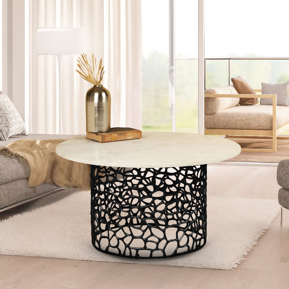 Dolce Marble Top Round Coffee Table for Living Room