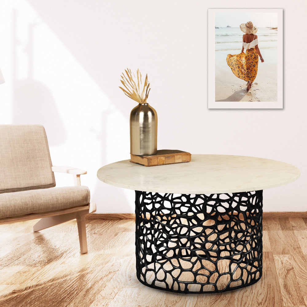 Dolce Marble Top Round Coffee Table for Living Room