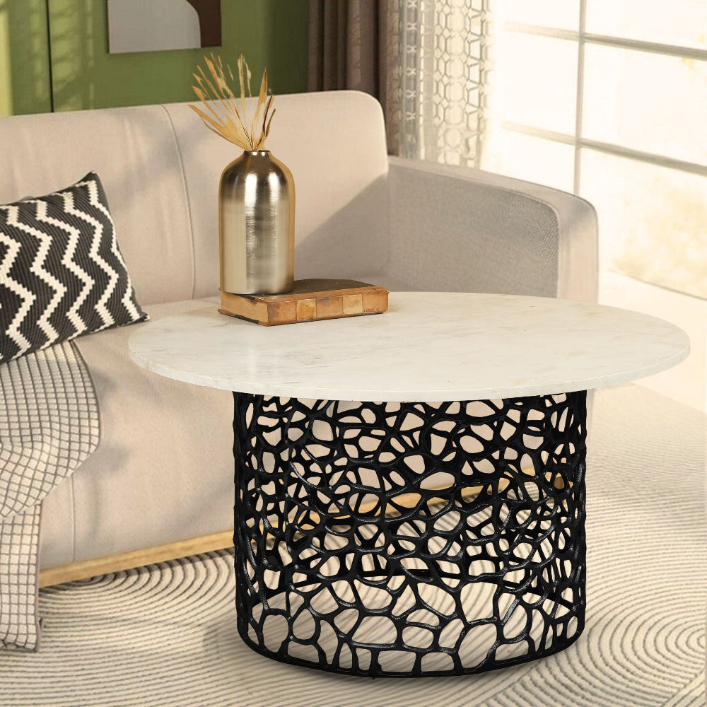 Dolce Marble Top Round Coffee Table for Living Room