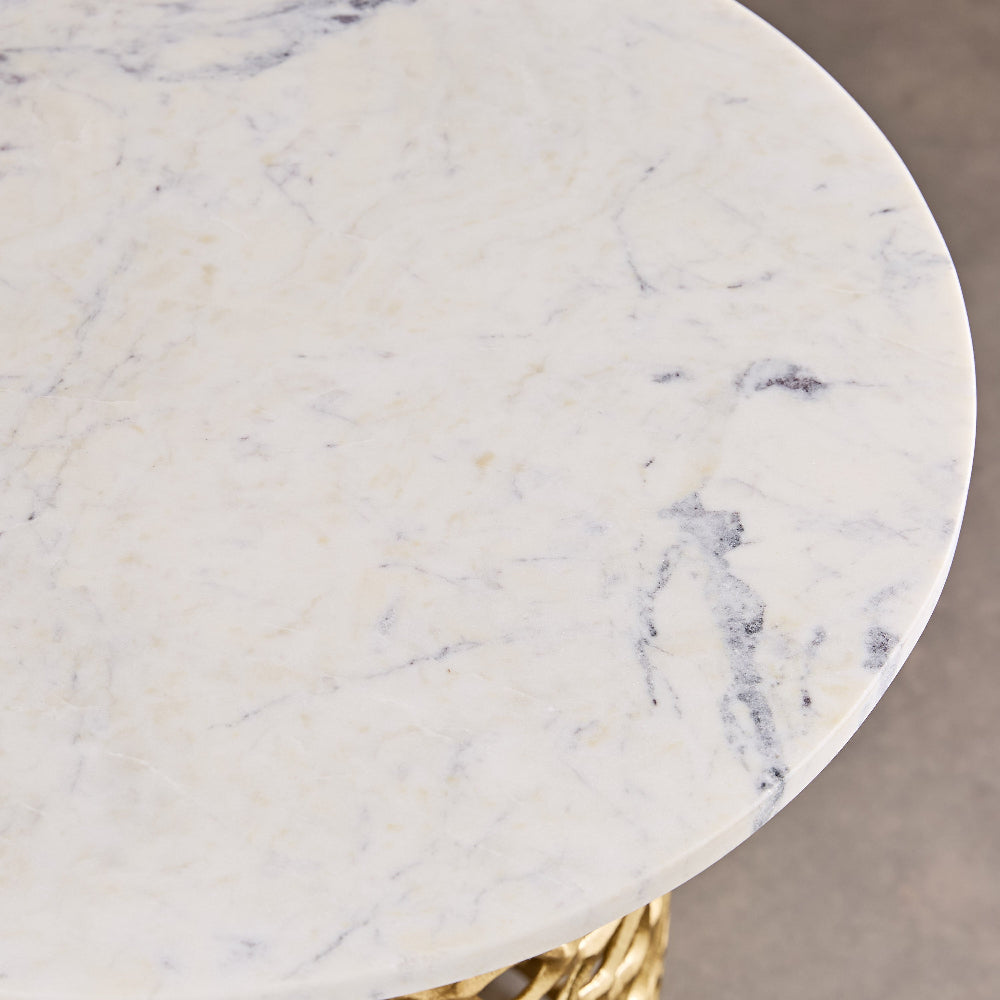 Dolce Marble Top Round End Table for Living Room