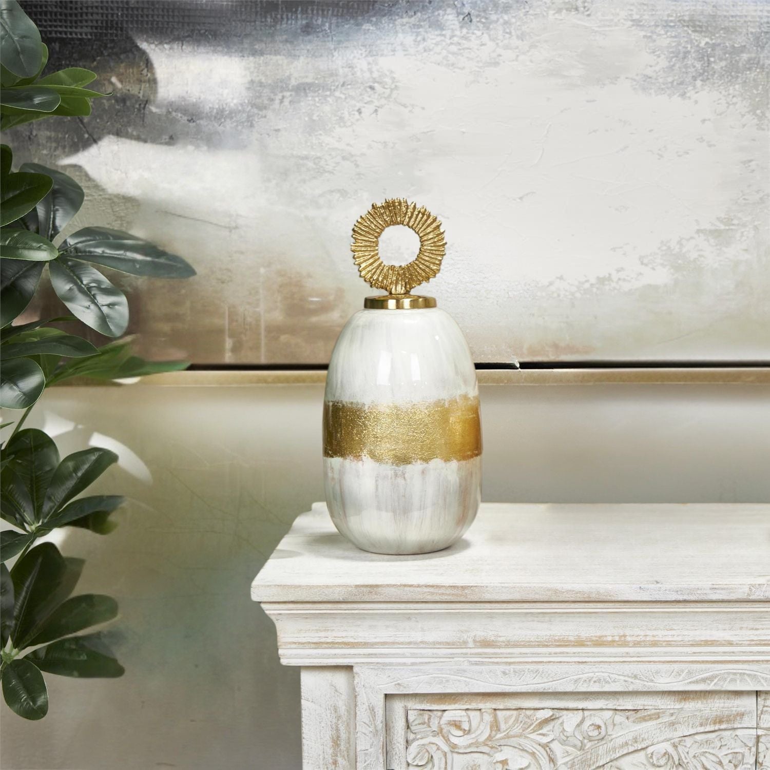 Pearl White and Gold Sculpture
