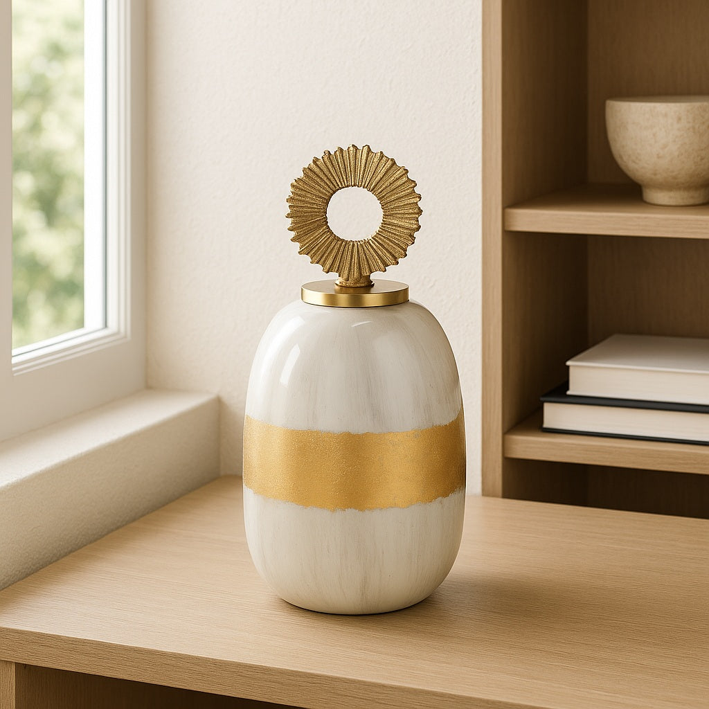 Pearl White and Gold Sculpture
