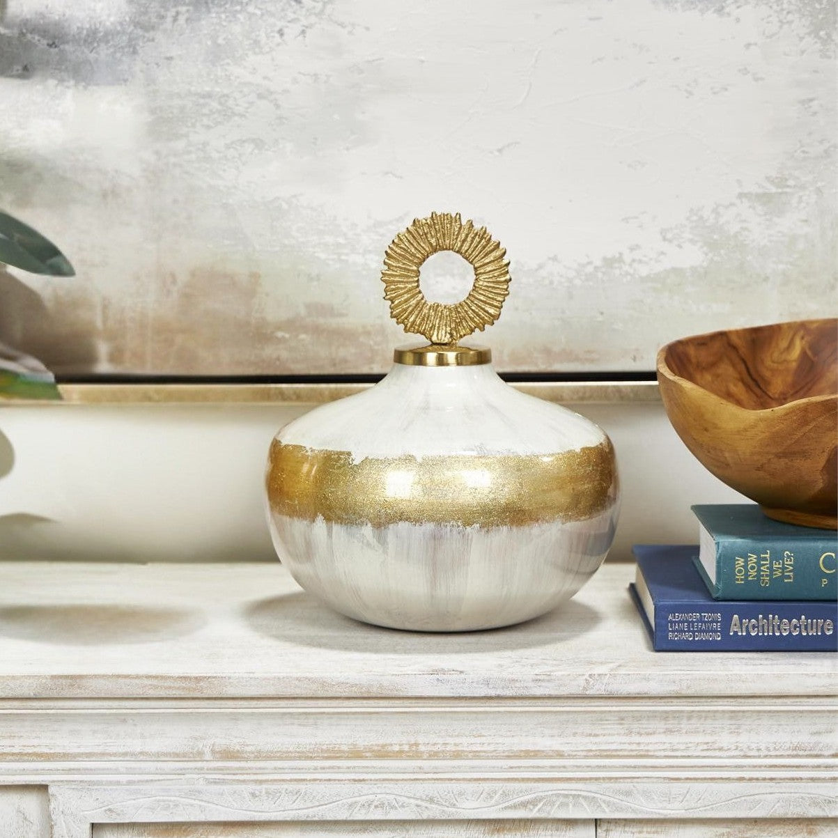 Shelly White and Gold Sculpture
