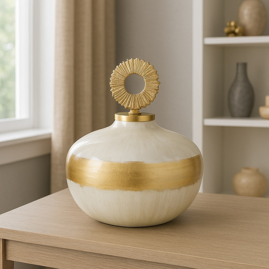 Shelly White and Gold Sculpture
