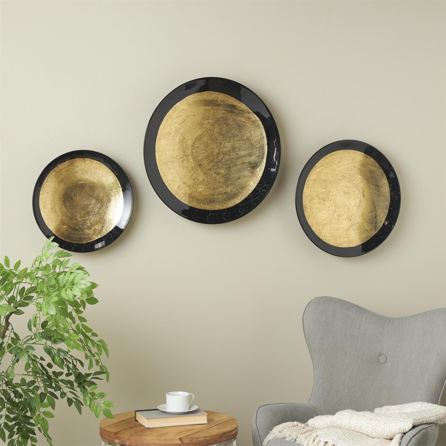 Indu Gold And Black wall decor Set Of 3
