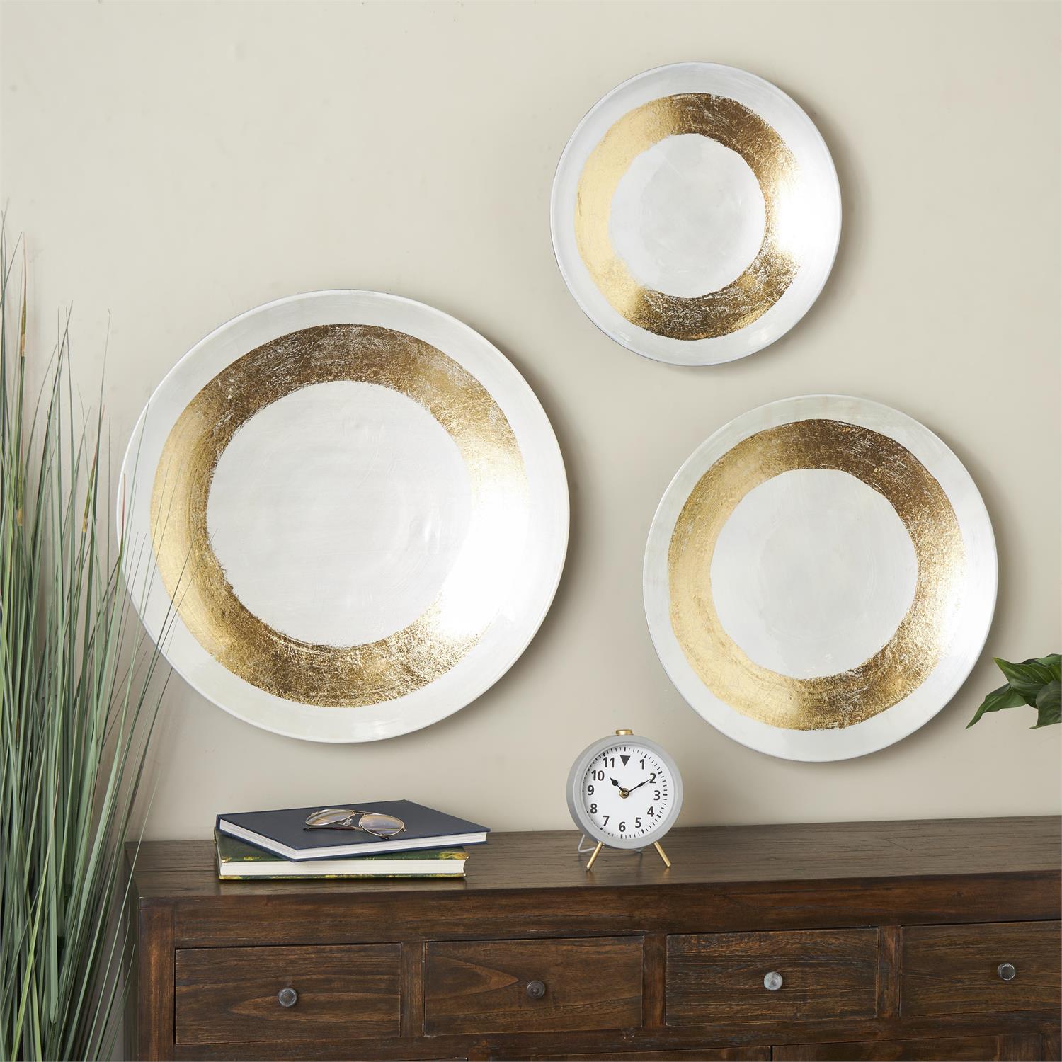 Prabha Gold And White wall decor Set Of 3
