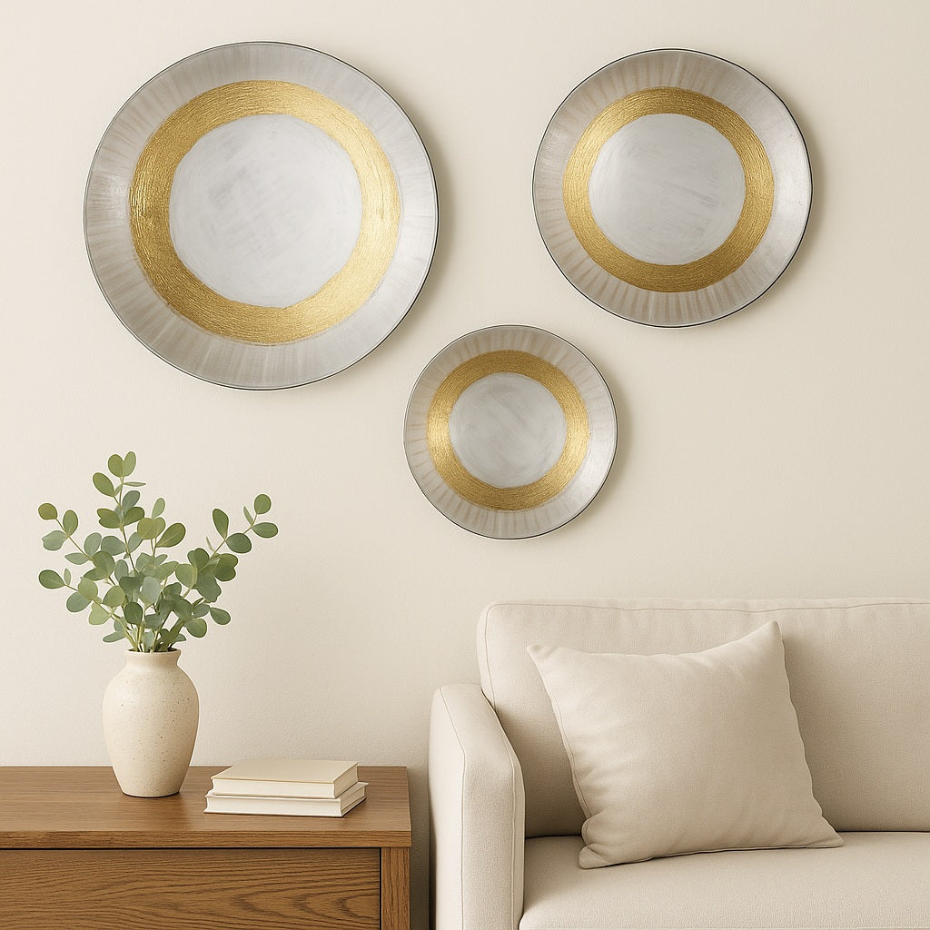 Prabha Gold And White wall decor Set Of 3
