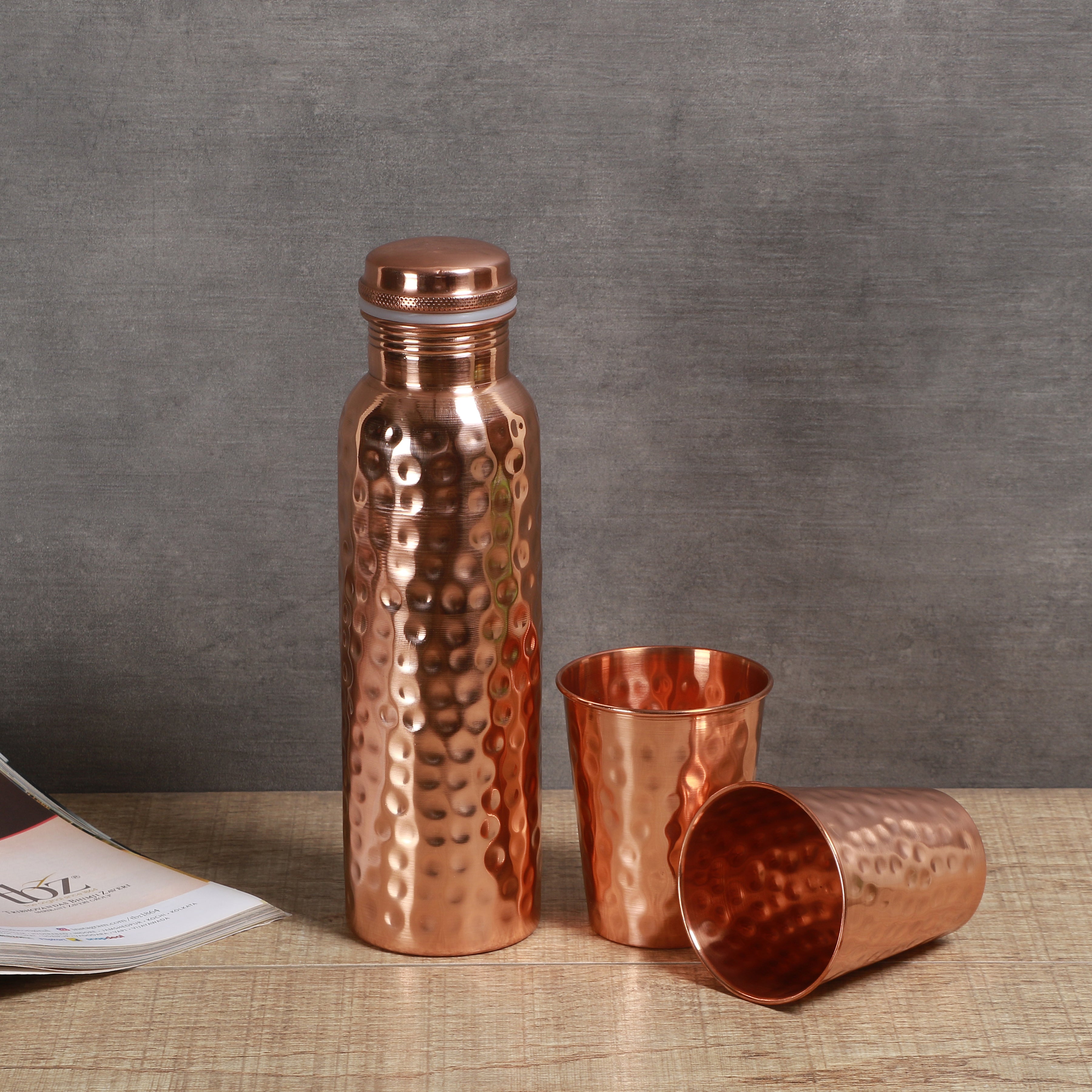 Hammered Copper Bottle for Water 900 ml