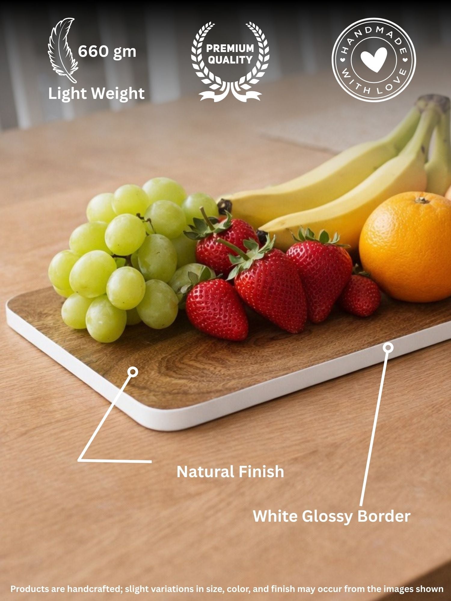 White Border Linear Chopping Board Cum Server