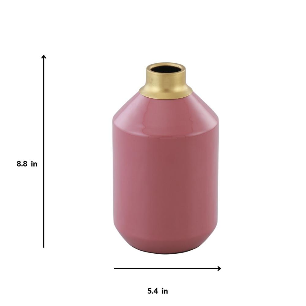 Merak Pink Metal Vase 9 inches