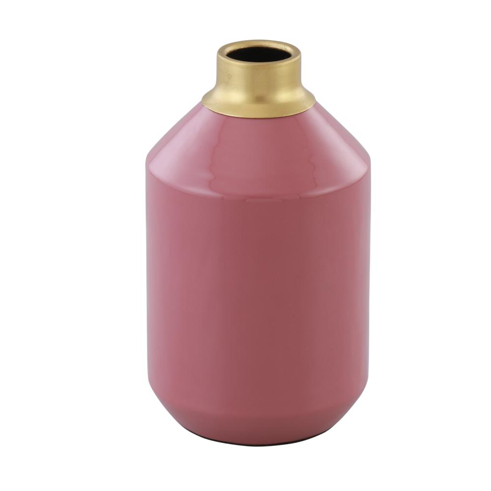 Merak Pink Metal Vase 9 inches