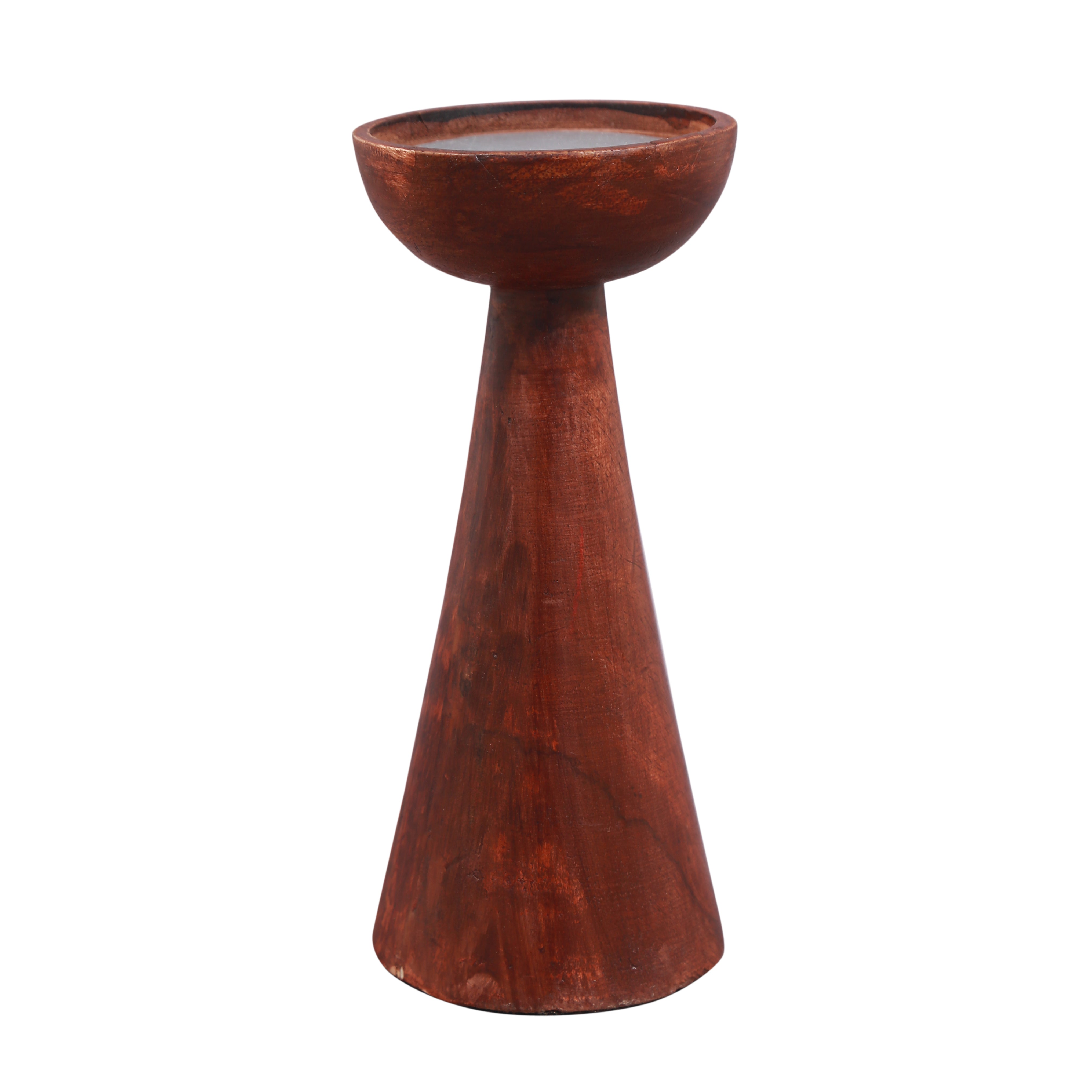 Aachman Wood Conical Candle Holder 8 inch Long