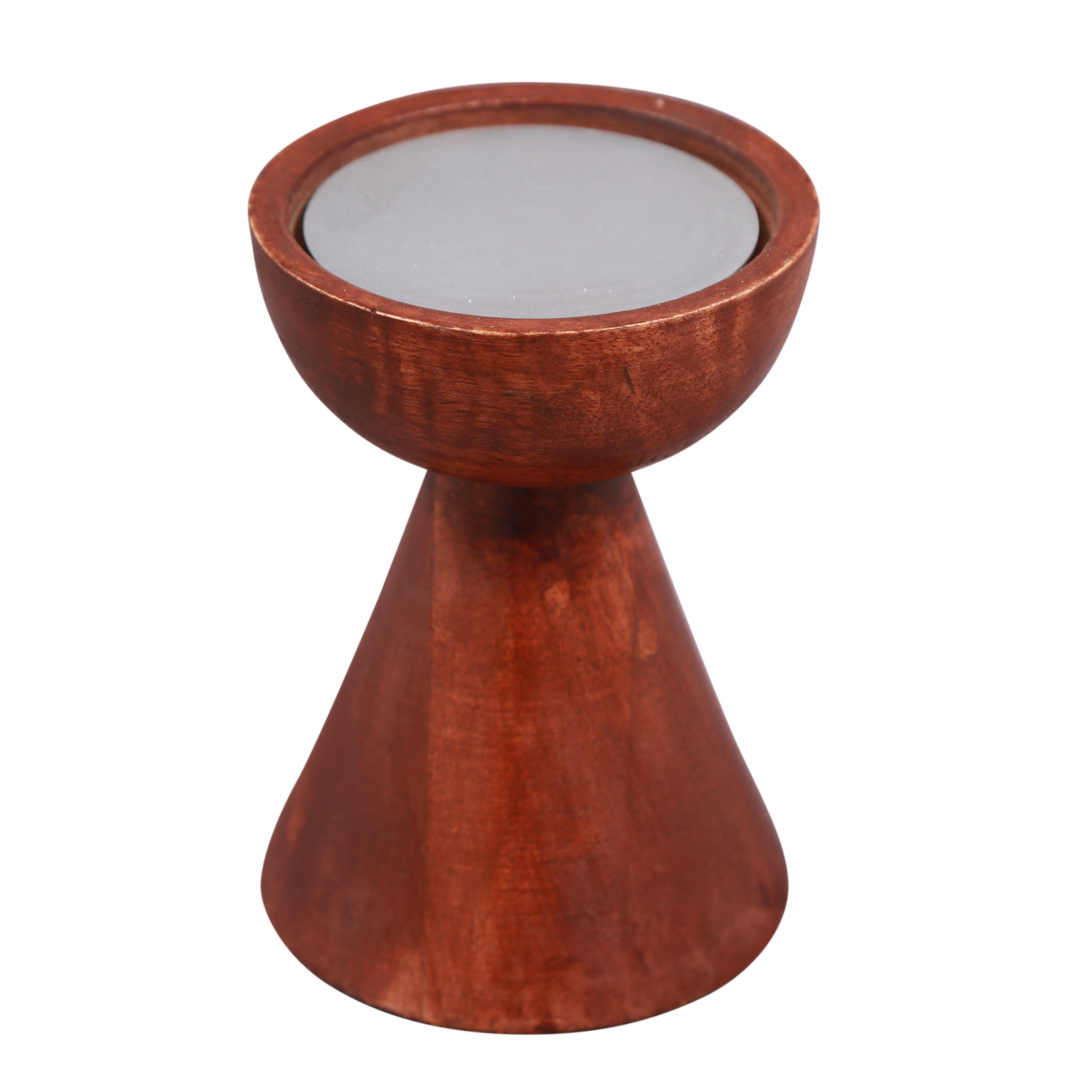 Aachman Wood Conical Candle Holder 5.2 inch long