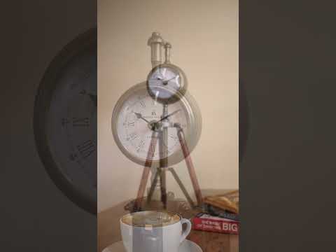 Vintage Antique Brass Finish Tripod Table Clock